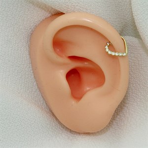 14 Ayar Altın Taşlı Kalp Minimal Halka Piercing - Dianora Piercing