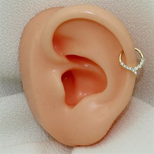 14 Ayar Altın Taşlı Minimal Halka Piercing - Dianora Piercing