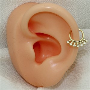14 Ayar Altın Taşlı Minimal Halka Piercing - Dianora Piercing