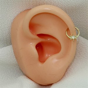 14 Ayar Altın Taşlı Yıldız Minimal Halka Piercing - Dianora Piercing
